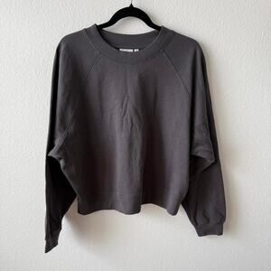 Charcoal grey cropped crewneck sweatshirt